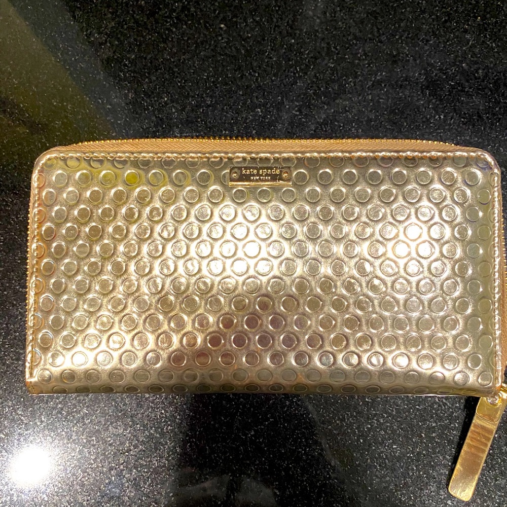 Kate Spade ♠️ holiday gold zipper wallet